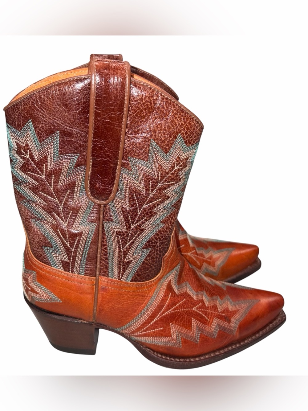 NEW Frye Snip Toe Embroidered Leather Cowboy Boots Shoes size 6